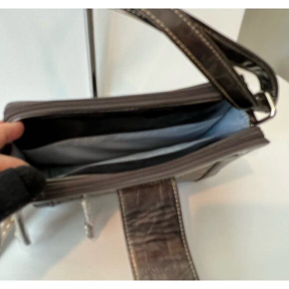 NWT Madi Claire Leather Croc Bronze and Gray Crossbody Purse Bag - Picture 6 of 12